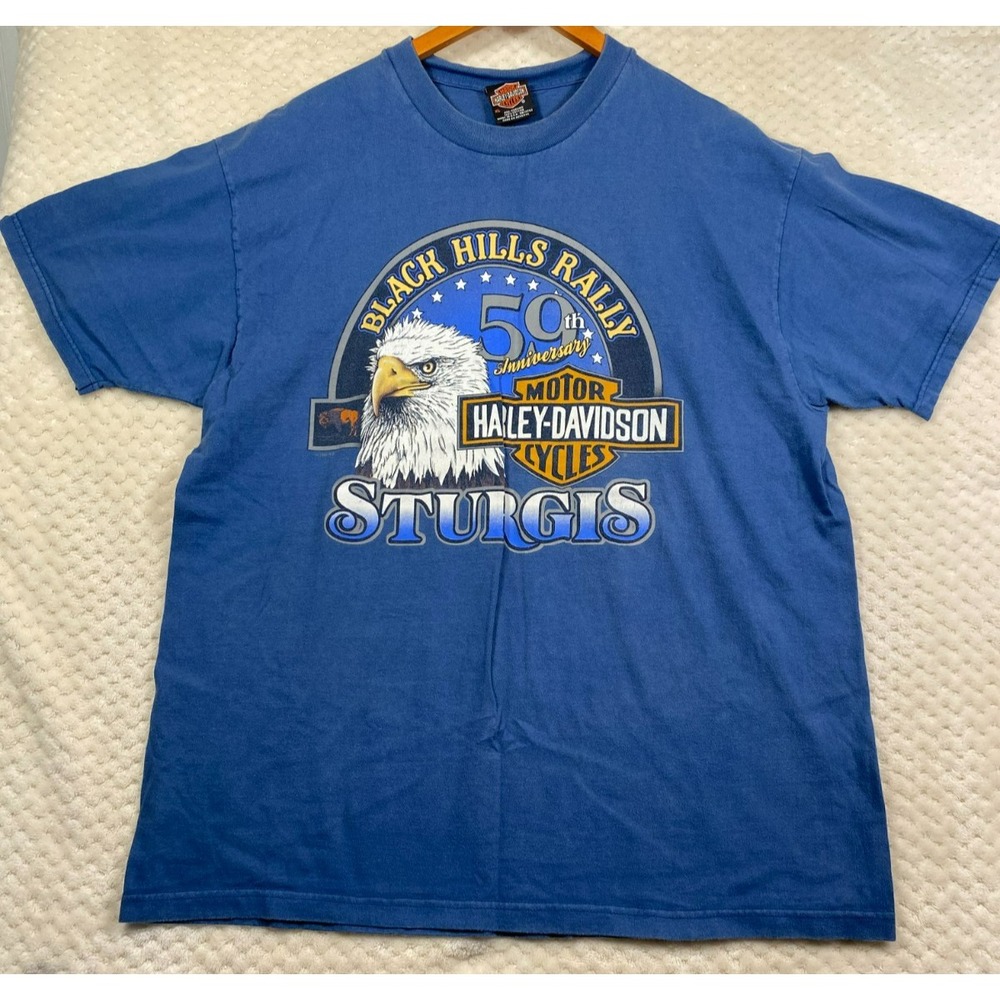 Vintage Harley Davidson Sturgis 59th Anniversary T-Shirt XL Blue 1999 USA Made